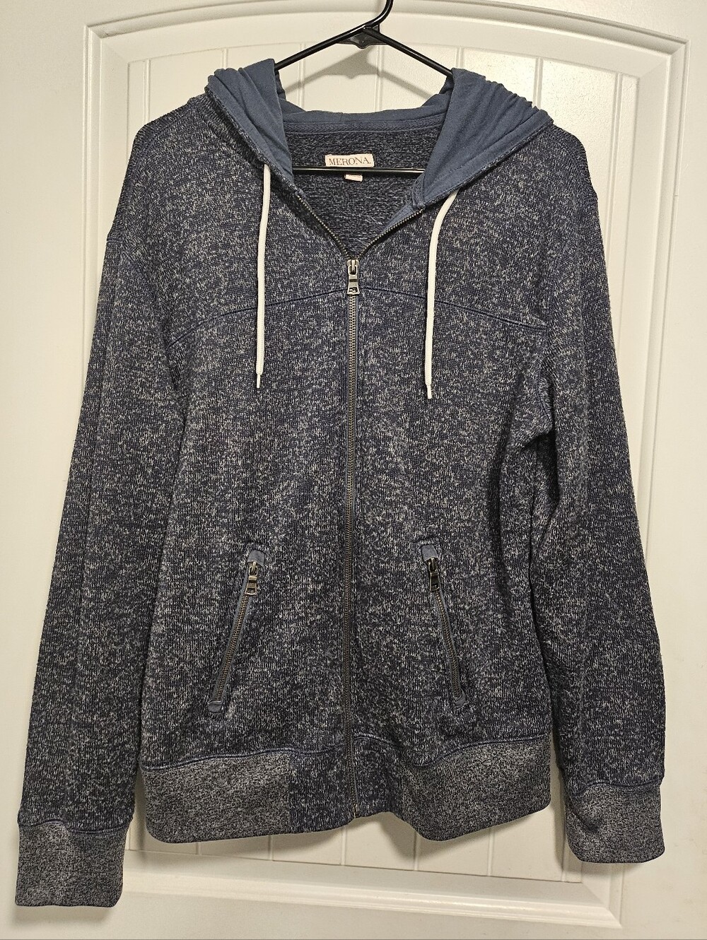 Men's Navy Zip-Up Hooded Sweater